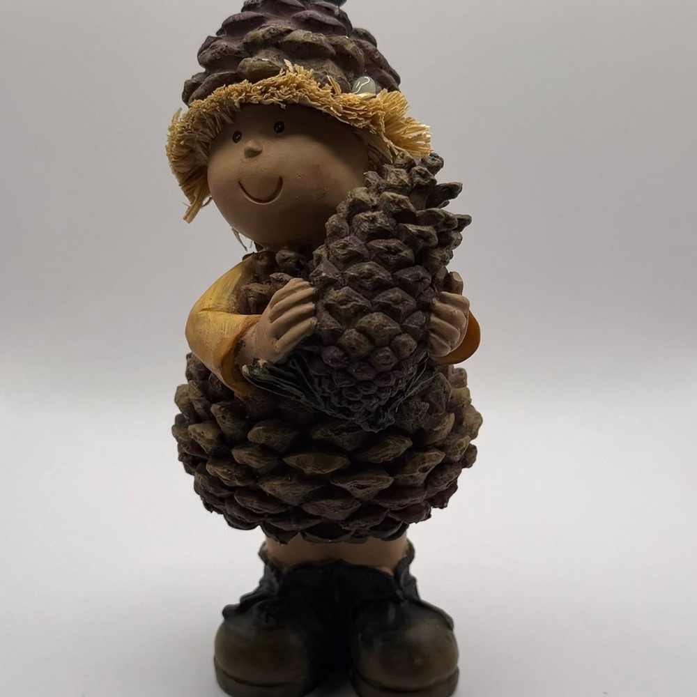 Adorable Pinecone Figurine with Hat